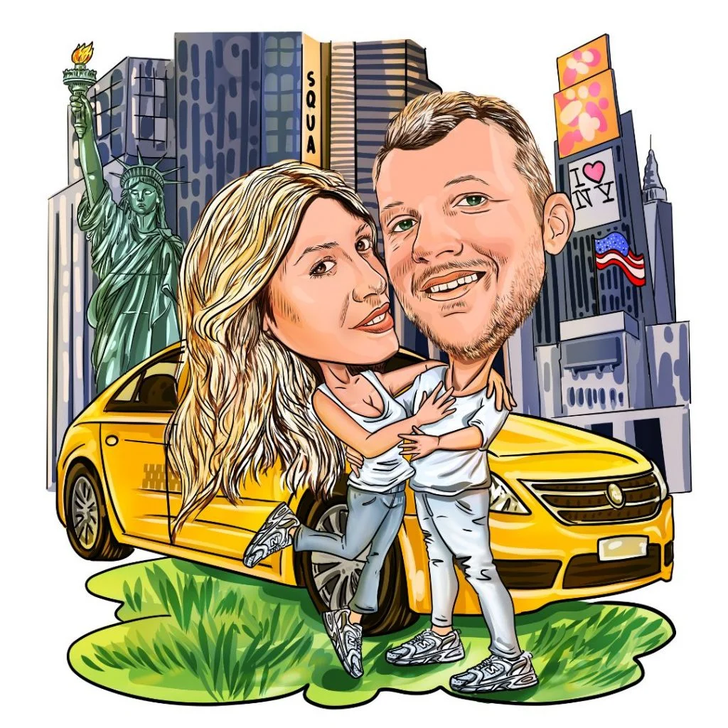 caricatura coppia